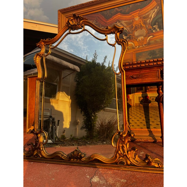 Late 19th Century French Antique Louis XV Giltwood Mantle Mirror For Sale - Image 5 of 12