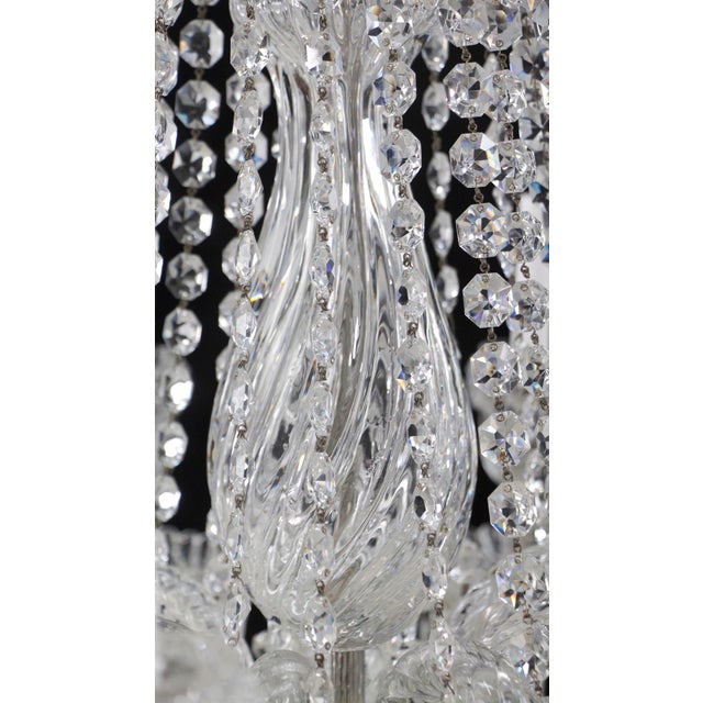 Mid 20th Century Vintage Restored 10 Arm Clear Crystal Chandelier For Sale - Image 5 of 15