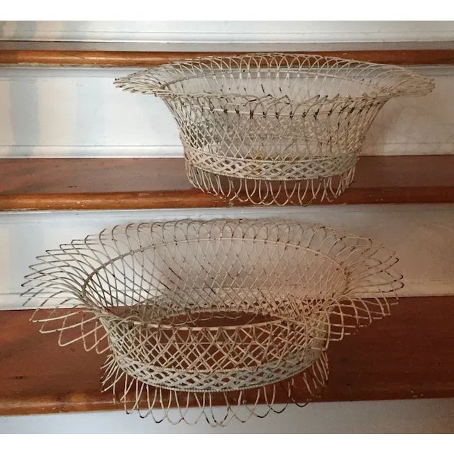 Antique 19th Century Victorian French Oval Wire Garden Baskets or Planters - A Pair For Sale - Image 11 of 13