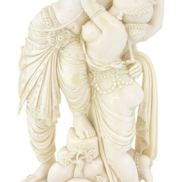 Indian Carved Bone Hindu Deities Radha & Krishna in a Lover’s Embrace C1920 For Sale - Image 9 of 12