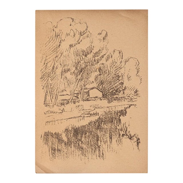 Landscape - Original Lithograph by Raffaele De Grada - 1946 1946 For Sale