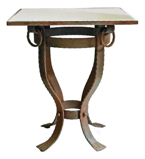 Iron Side Table - Wrought Iron With Mirrored Glass Top