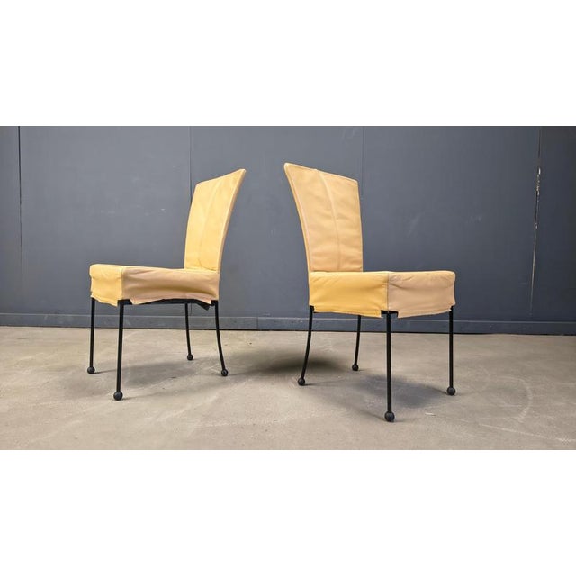 Vintage Leather Dining Chairs in the style of Gerard Van Den Berg, 1980s, Set of 6 For Sale - Image 3 of 12
