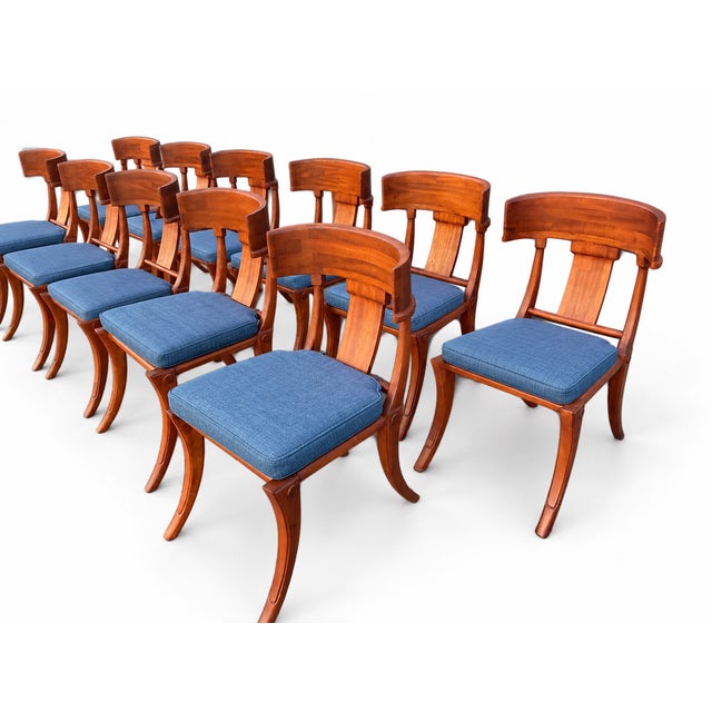 2000 - 2009 Teak Klismos Patio Dining Chairs. - Set of 10 For Sale - Image 5 of 7