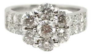 Vintage 18k White Gold Diamond Floret Ring, Size 5.5