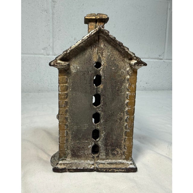 Metal Antique 1910 Ac Williams Cast Iron Double Door Savings Bank Building Still Bank For Sale - Image 7 of 8