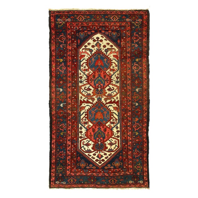 1920s 1920s Vintage Ivory Hand Knotted Persian Hamadan Rug For Sale - Image 5 of 5