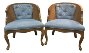 Vintage Hollywood Regency Cane Back Barrel Chairs Morganton Made in Usa