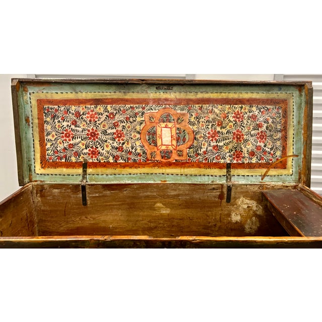 Adriatic Dowry Chest/Trunk in Hand-Painted Pine, Ca. 1870 For Sale - Image 9 of 13