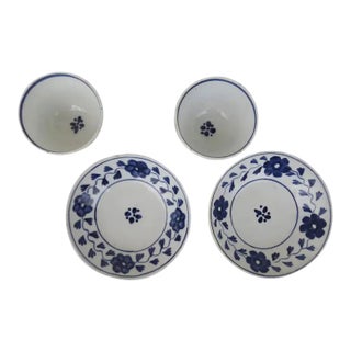 Staffordshire Cup & Saucer, Handle-less, Pair, 19th Century - Set of 4 For Sale