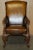 Animal Skin Pair of Antique Heavily Carved Hand Dyed Brown Leather Throne Armchairs For Sale - Image 7 of 18