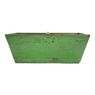 Chinese Village Vintage Wood Rectangular Green Lacquer Handle Bucket For Sale