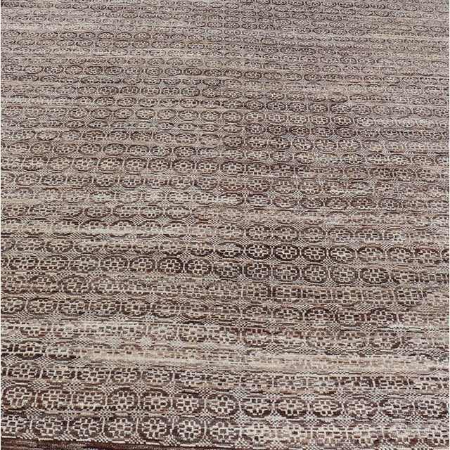 Moroccan Modern Hand-Knotted Khotan Rug in Wool With Geometric Design in Brown and Ivory 10'1 X 13'1 For Sale - Image 3 of 12