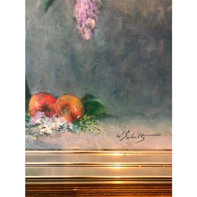 Impressionist William Schultz, American Impressionist Floral Oil Painting Vibrant Flowers in Vase For Sale - Image 3 of 8