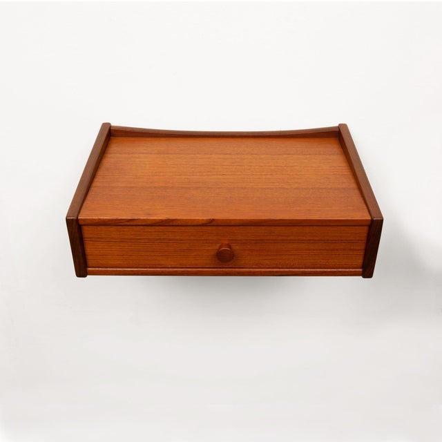 Wood Vintage Danish Mid-Century Floating Teak Nightstands—Pair For Sale - Image 7 of 10