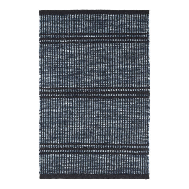 Dash & Albert by Annie Selke Malta Navy Woven Wool Rug, 2'6" x 8' For Sale