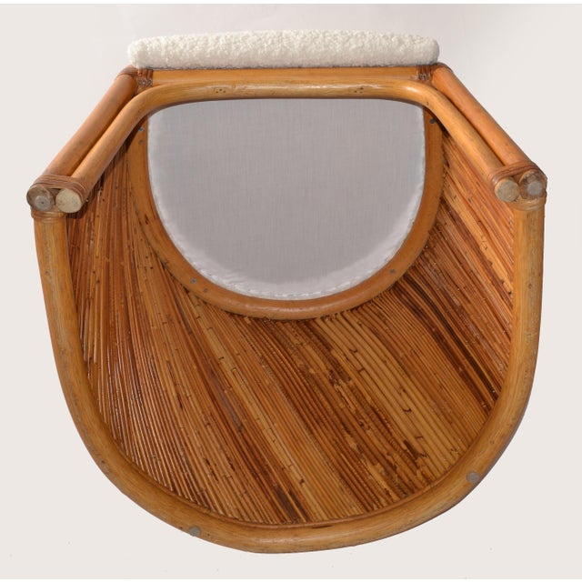 1970s Pair of Gabriella Crespi Style Lounge Chairs Mid-Century Modern Bambo Bouclé Fabric For Sale - Image 12 of 13