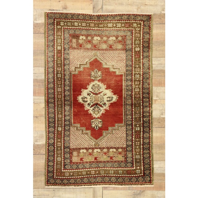 Red Vintage Turkish Oushak Rug - 03'06 X 05'06 For Sale - Image 8 of 8