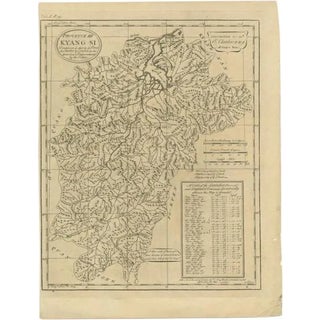 Antique Map of the Jiangxi Province of China by Du Halde, 1738 For Sale