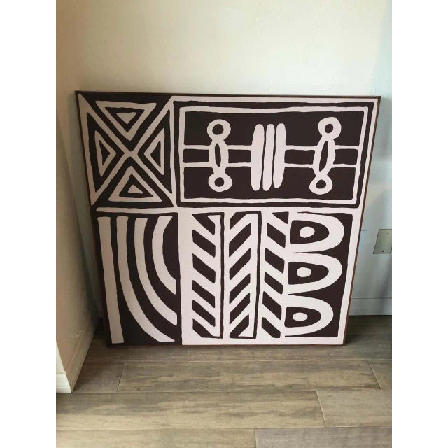 1970s Large Mid Century Geometric Abstract Painting For Sale - Image 4 of 12