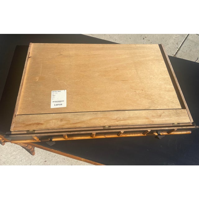 Baker Furniture Desk or Writing Table With Bamboo Chinoiserie Fretwork For Sale - Image 11 of 14