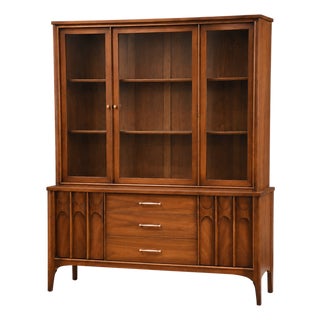 1960s Kent Coffey Perspecta Walnut and Rosewood Credenza Hutch For Sale