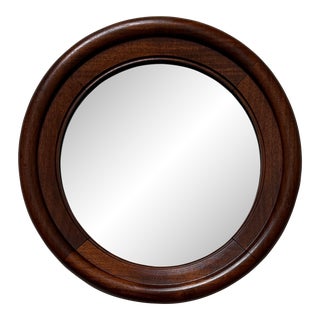 Antique Round Wood Mirror For Sale