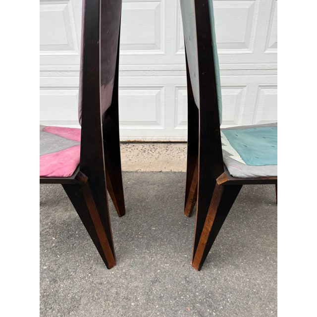 Postmodern 1980s Postmodern Memphis Style Sculpted Black Lacquered Side Chairs - Set of 2 For Sale - Image 3 of 10
