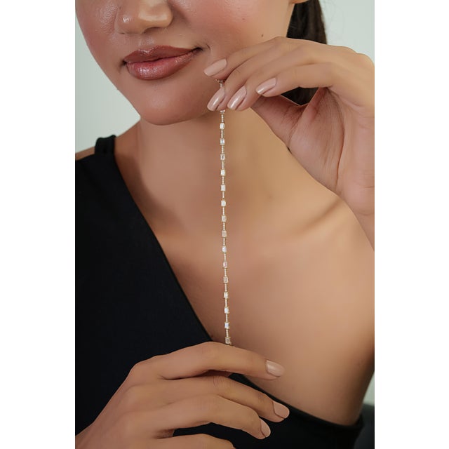 White Luxury 3.6ct Emerald Cut Diamond Tennis Bracelet in 14k Yellow Gold For Sale - Image 8 of 14