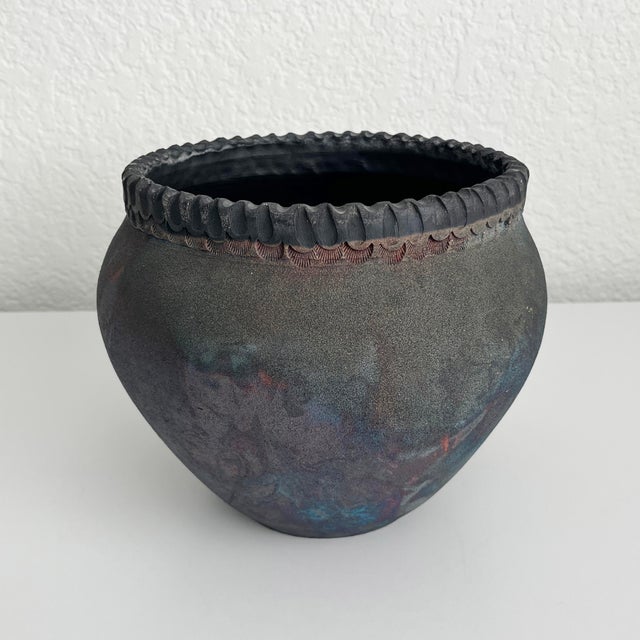1990s Large Raku Pot Vase For Sale - Image 5 of 9