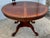 Wood Vtg. Carved Banded Inlaid Mahogany Regency Style Round Dining Table For Sale - Image 7 of 12