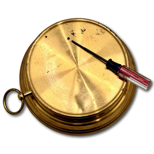 Fine Quality Large Antique Wall Mount Brass, Beveled Glass & Porcelain Dial Barometer by Short & Mason in London For Sale - Image 17 of 18