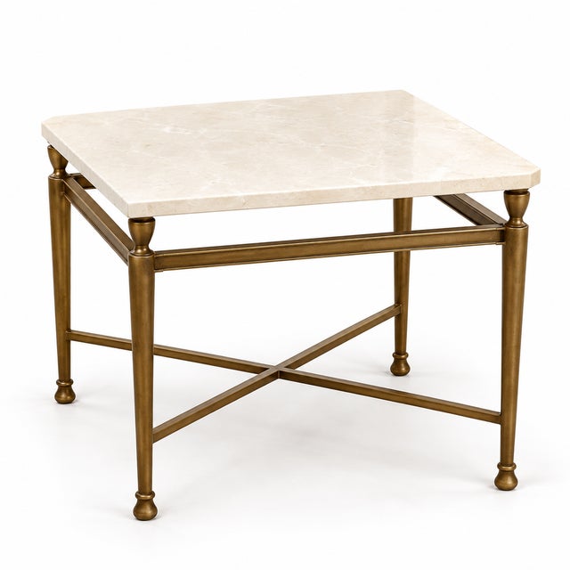 A custom-made pair of Jerome side tables from the Jerome Collection by Michael Taylor Designs, produced in 2017 in a warm...