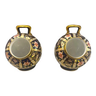 Pair of Royal Crown Derby Imari Tilted Vases For Sale