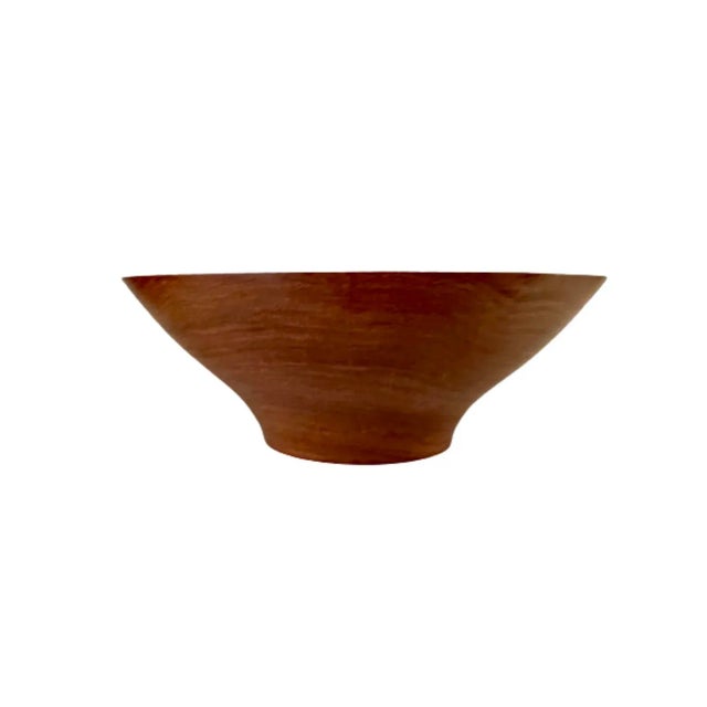 Gorgeous hand-crafted MCM style walnut bowl, signed and dated by artist, 2006;(phone number written on underside has been...