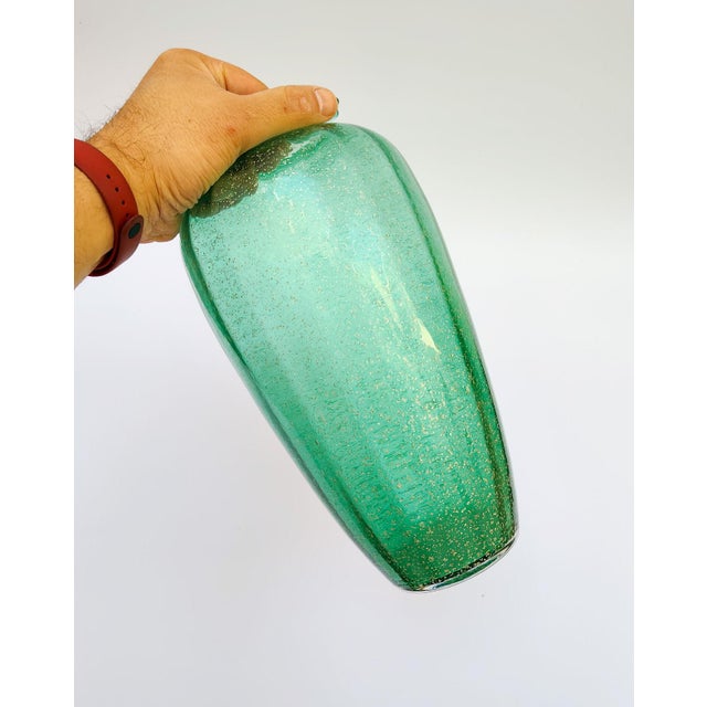 Green Murano Glass Vase with Silver Leaf from Ca dei Vetrai, 1980s For Sale - Image 6 of 8