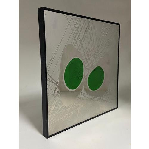 Dutch Etched Metal Abstract Artwork with Green Enamel, 1970s For Sale - Image 3 of 15