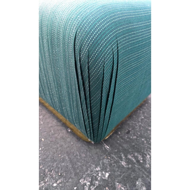 1980s Pair of 1980s Brass Base Souffle Ottomans Poufs For Sale - Image 5 of 6