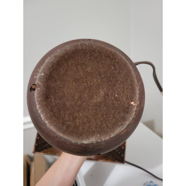 Vintage 1970s Kohler Sculptural Burl Wood Lamp With Pierced Copper Shade For Sale - Image 9 of 18