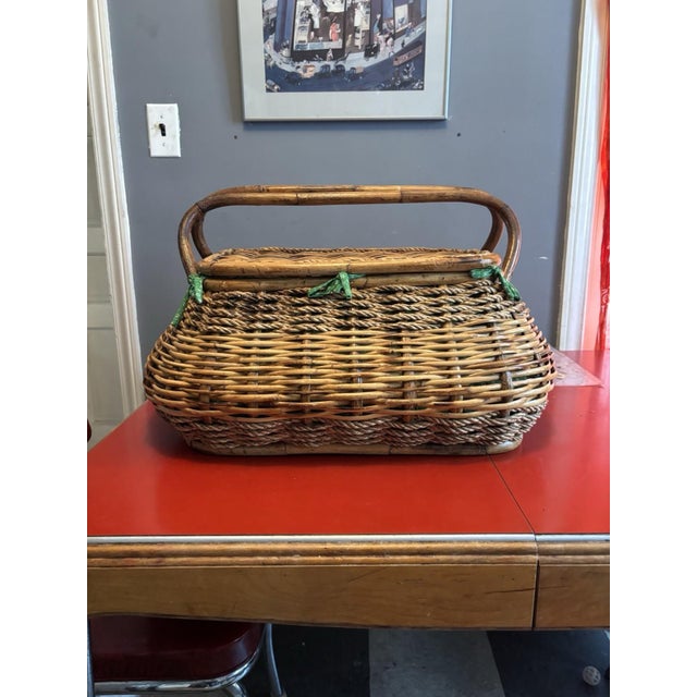 20th Century Cool Retro MCM bamboo decor basket 26" tall For Sale - Image 10 of 18