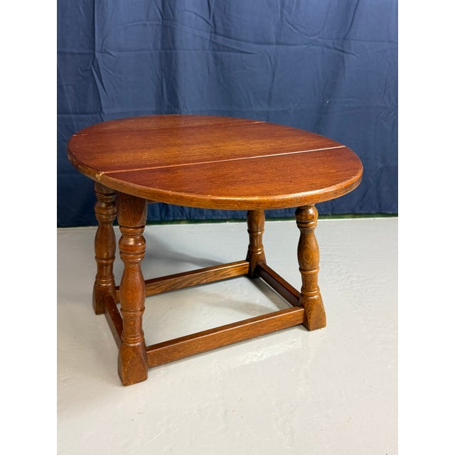 1920s Antique Miniature Oak Drop-Leaf Table Featuring Traditional Turned Baluster Legs, 1940 For Sale - Image 5 of 15