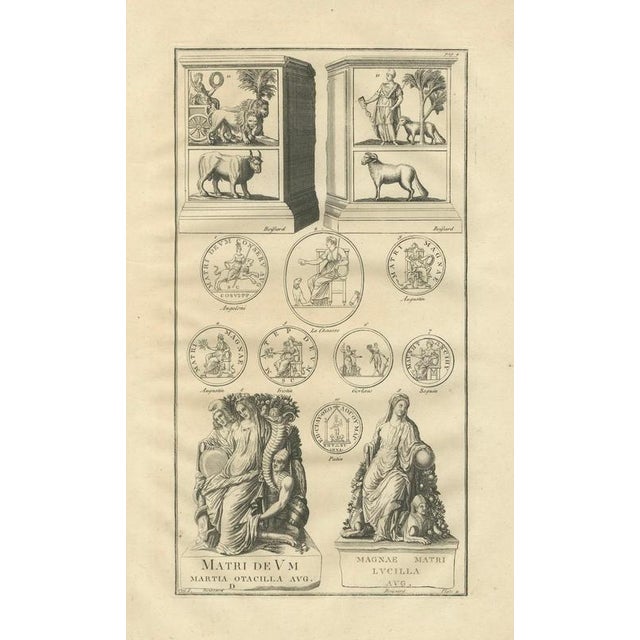 Paper After Bernard de Montfaucon, Roman Chariot Relief and Imperial Allegories, 1721, Engraving For Sale - Image 7 of 9