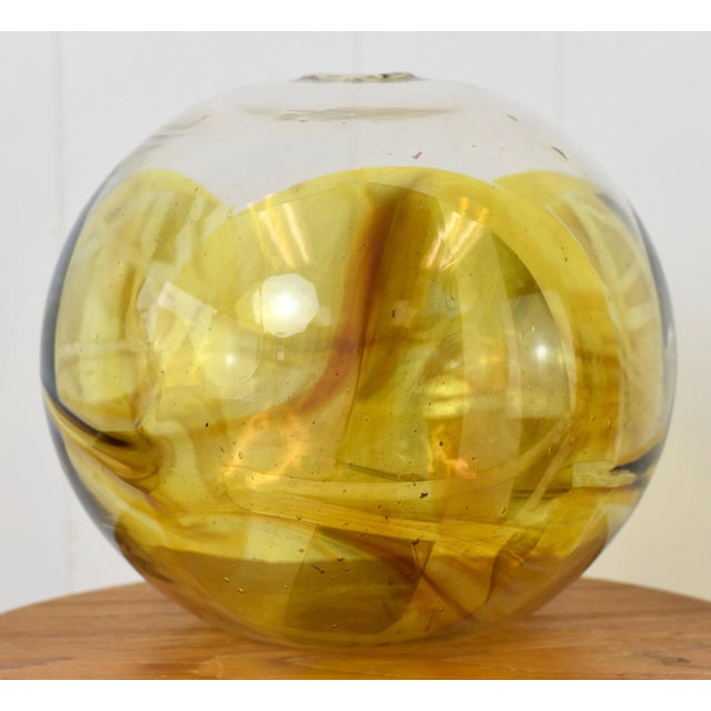 Contemporary Peter Bramhall Studio Art Glass Signed Orb Vase Sculpture 1980s For Sale - Image 3 of 12