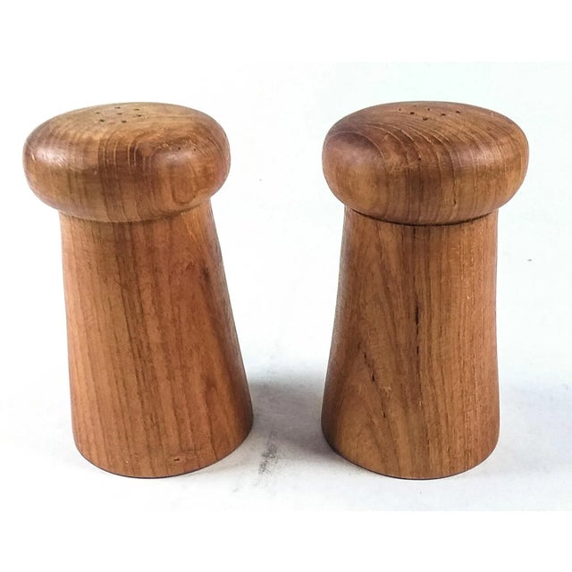 1950s Vintage Solid Wood Salt & Pepper Shakers - a Pair For Sale - Image 5 of 5