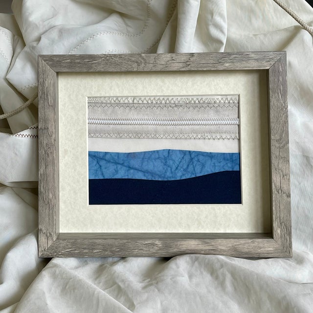 Contemporary Semi-Abstract​ Mixed Media Nautical Sailcloth Landscape​ - By JJ-Hogan | Series of 3, Framed For Sale - Image 4 of 12