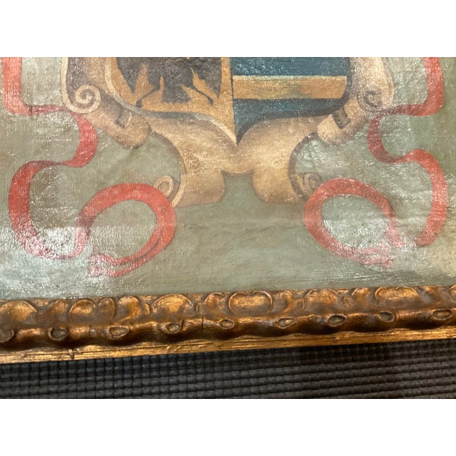 Spanish Hand-Painted Heraldic Coat of Arms on Canvas, Early 20th Century For Sale In Los Angeles - Image 6 of 9