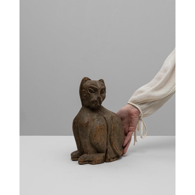 Folk Art 20th Century French Wooden Cat Sculpture For Sale - Image 3 of 18