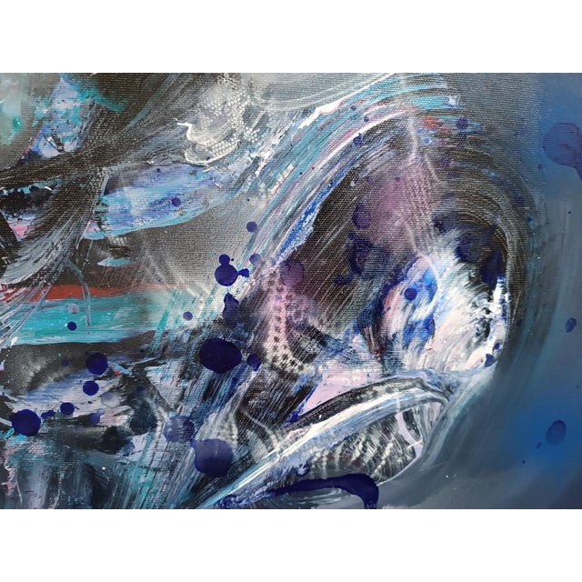 Textile Ovidiu Kloska, Blue Gravity of the Forgotten Bloom, 2025, Acrylic on Canvas For Sale - Image 7 of 9