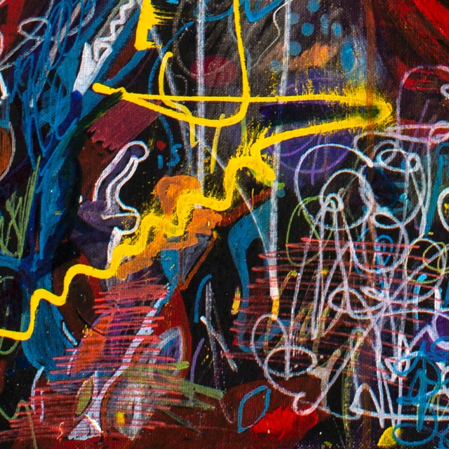 Paper Red Circle — Abstract Expressionist Painting, Oil Markers and Acrylics on Cardboard, 30 × 24 In For Sale - Image 7 of 9