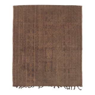 Vintage Tuareg Square Mat in Brown and Gold With Geometric Patterns- Rug & Kilim For Sale
